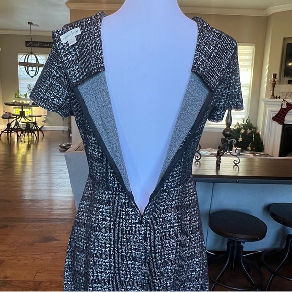 Maison Jules Dress Size Large Black White Print Fit & Flare Short Sleeve - Picture 7 of 16